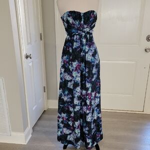 Jessica Simpson Strapless Blue Floral Dress